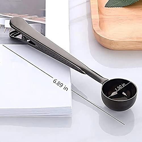 UPKARANWALE Coffee Scoop Clip, Stainless Steel Coffe Measuring Spoon with Sealing Clips for Home Kitchen (Black, Set of 1) - Image 5