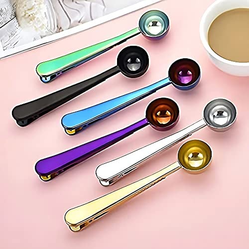 UPKARANWALE Coffee Scoop Clip, Stainless Steel Coffe Measuring Spoon with Sealing Clips for Home Kitchen (Black, Set of 1) - Image 4