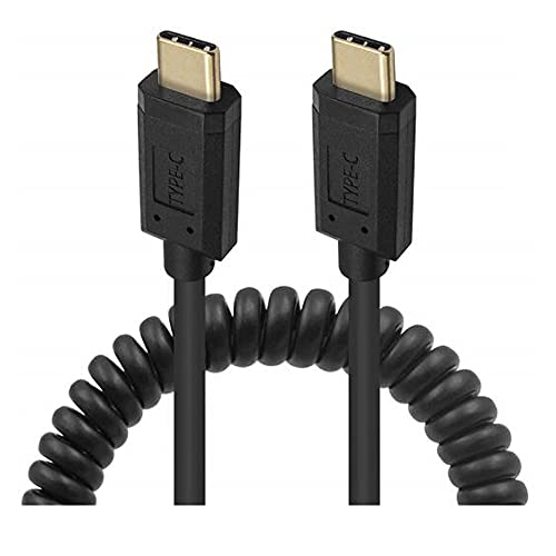 Kework 6 Feet 3A & 10Gbps USB 3.1 Type C Coiled Cable, Straight Male to Straight Male USB C Sync Charging & Data Transferring High Speed Spring Spiral Cord, 4K@60hz AV Monitor Cable - Image 3
