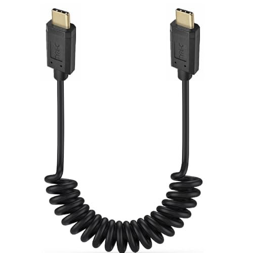 Kework 6 Feet 3A & 10Gbps USB 3.1 Type C Coiled Cable, Straight Male to Straight Male USB C Sync Charging & Data Transferring High Speed Spring Spiral Cord, 4K@60hz AV Monitor Cable - Image 1
