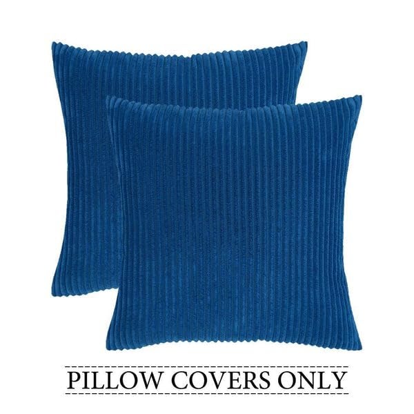 Guffaw / Corduroy/Stripped/Luxury 340 TC Cushion Covers Standard Size 16"X16" Inches (Blue, 5) - Image 4