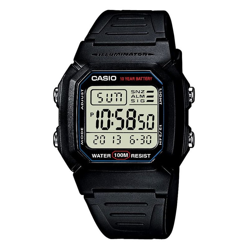 Casio W800H Series | Unisex Digital Watch | Black | 100 Meter Water Resistance | LED Backlight | 1/100 SEC Stopwatch | Dual Time | Multi-Function Alarm | Full Auto Calendar | 10 Year Battery - Image 2