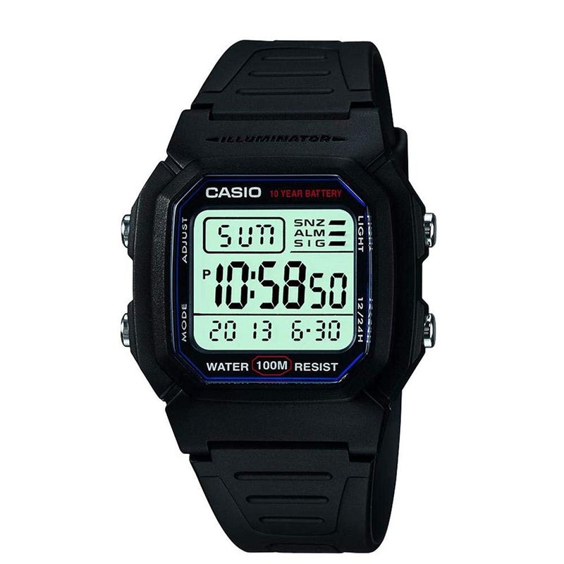 Casio W800H Series | Unisex Digital Watch | Black | 100 Meter Water Resistance | LED Backlight | 1/100 SEC Stopwatch | Dual Time | Multi-Function Alarm | Full Auto Calendar | 10 Year Battery - Image 1
