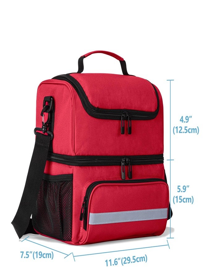 CURMIO Double Layers Medicine Storage Bag, Pill Bottle Organizer Bag with Inner Dividers, Medication Travel Bag for Vitamins, Supplements, Prescription Bottles, Medical Supplies, Red (Patent Design) - Image 4