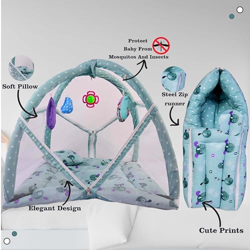 Kwitchy Combo of Bedding Set 3 in 1 Carry Bag and Play Gym Mattress Carry Bags (Green, 0-6 Months) (2PCS Set) - Image 3