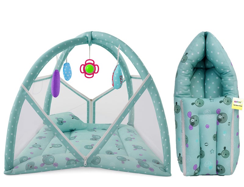 Kwitchy Combo of Bedding Set 3 in 1 Carry Bag and Play Gym Mattress Carry Bags (Green, 0-6 Months) (2PCS Set) - Image 1