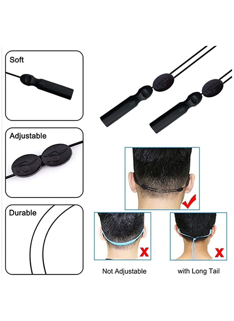 NIBEMINENT Adjustable Glasses Strap, Universal Fit Sports Sunglasses Retainer, Upgrade No Tail Anti-Slip Eyeglass Comes With Ear Hook-4Pairs, Men, Women, Children (4Pcs Elegant Black)  - Image 2