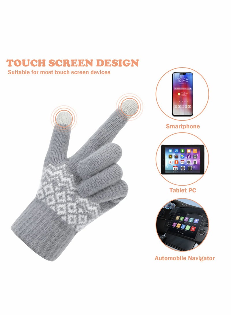 SYOSI 2 Pair Women Touch Screen Gloves Stretch Knitted Warm Mitten Winter Thermal Ladies Gloves Smartphones Texting Gloves One Size - Image 2
