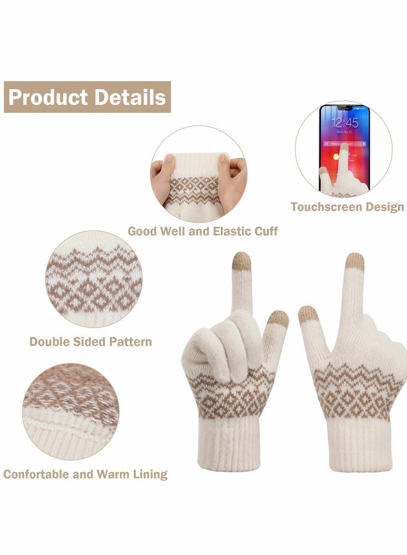 SYOSI 2 Pair Women Touch Screen Gloves Stretch Knitted Warm Mitten Winter Thermal Ladies Gloves Smartphones Texting Gloves One Size - Image 4