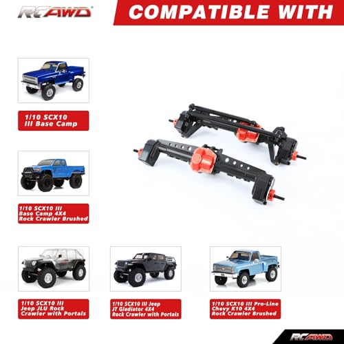 RCAWD SCX10 III Portal Axle Set Upgrades ONLY for Base Camp JLU Wrangler JT Gladiator1982 K10 110AXI03030AXI03027AXI03007AXI03003AXI03006B AXI03029 Black - Image 5