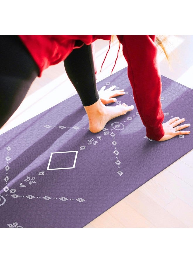 ThinkArtDecor Think Art Decor Alignment Yoga Mat for Women, Men, Kids, 6mm Thick TPE Mat with Strap, Dual textured for Anti-Slip, Durable Exercise Mat for Home Workout, Gym*, Meditation (24X72 inch, Lavender) - Image 1