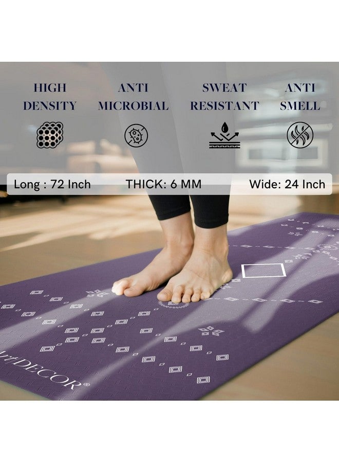 ThinkArtDecor Think Art Decor Alignment Yoga Mat for Women, Men, Kids, 6mm Thick TPE Mat with Strap, Dual textured for Anti-Slip, Durable Exercise Mat for Home Workout, Gym*, Meditation (24X72 inch, Lavender) - Image 2