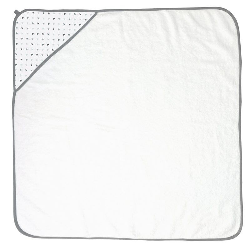 SwaddleDesigns Cotton Terry Baby Hooded Towel, Tiny Triangle Shimmer, Sterling - Image 2