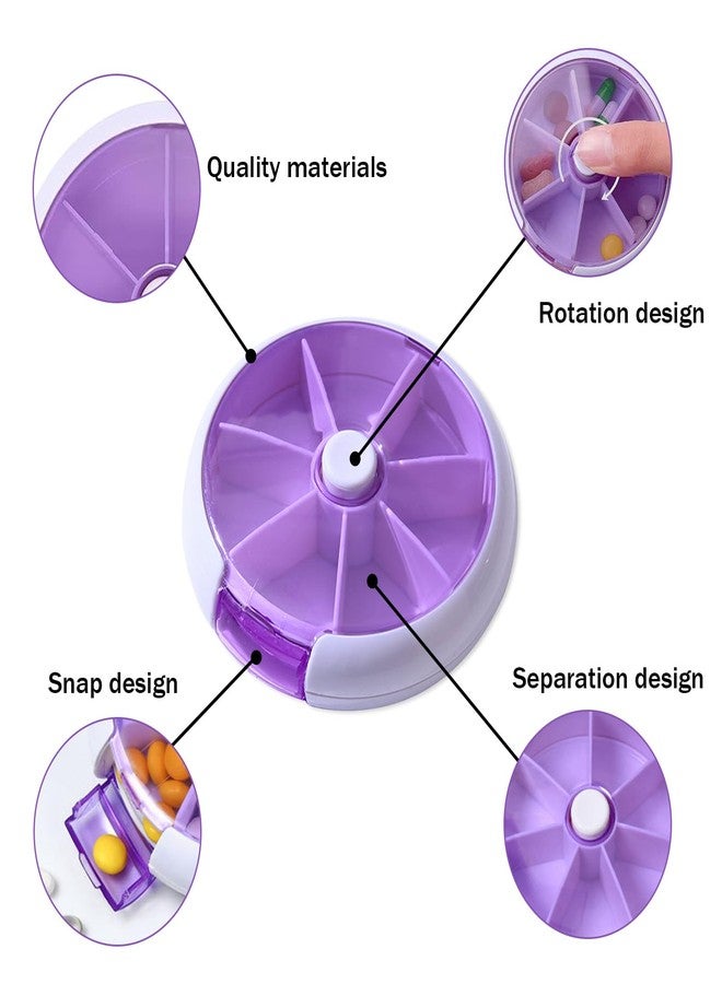 INVODA Pill Cases Weekly INVODA Pill Organizer 7 Day 3 Times Medicine Pill Dispenser Push Button Rotate Pill Planner with 7 Compartments - Image 3