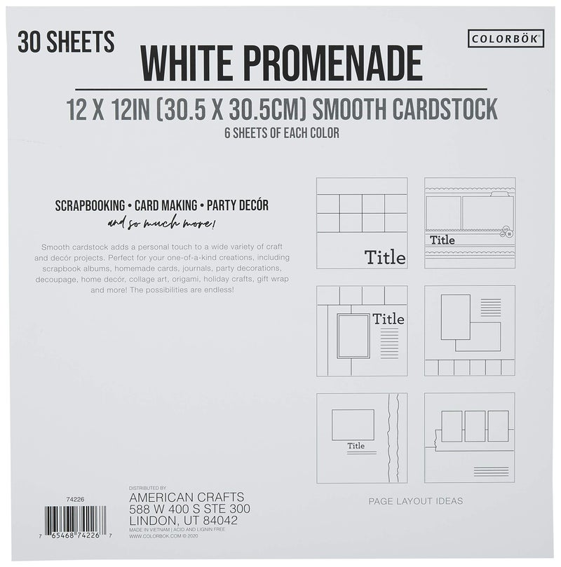 Colorbok 12x12in Smooth Cardstock White Promenade, Multi-Colored - Image 2