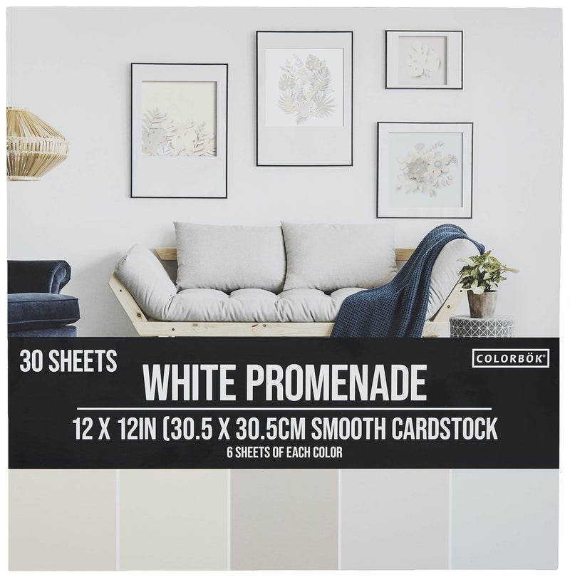 Colorbok 12x12in Smooth Cardstock White Promenade, Multi-Colored - Image 1
