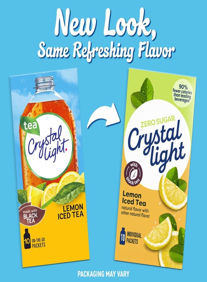 Crystal Light Lemon Iced Tea Naturally Flavored with other natural flavor Powdered Drink Mix, 120 ct Pack, 12 Boxes of 10 On-the-Go-Packets - Image 4