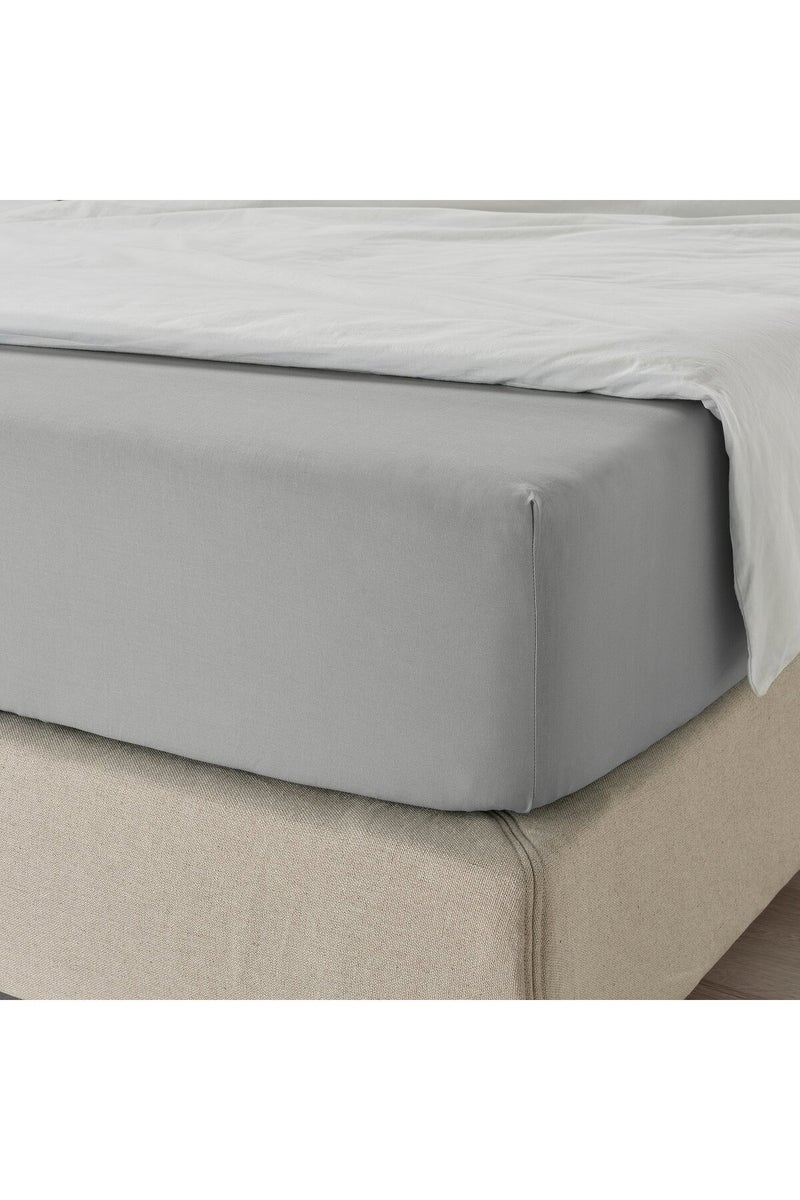 Fitted sheet, light grey, 160 x 200 cm - Image 2