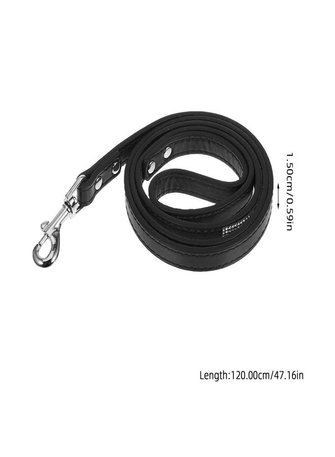 Scicalife PU Leather Dog Leash Training Walking Pet Leash Products Colorful Walking ES with Sparkly Studded Rhinestone for Cats or Dogs (Black) Pet - Image 3