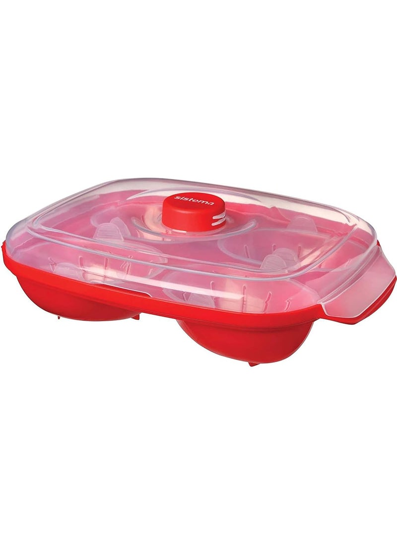 sistema Microwave Poacher for up to 4 Eggs, Red/Clear, 28.7 x 20.5 x 8.4 cm  - Image 2