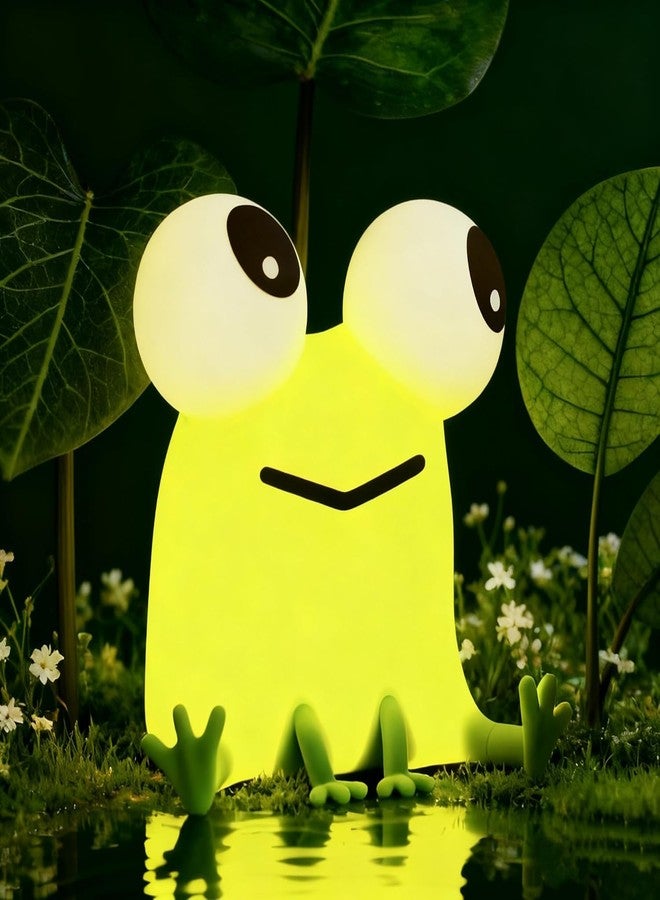 Spindoo Silicone Night Lamp for Kids & Adults | Cute Squeezable Wizard Night Light with 3 Brightness Levels & 30-Min Timer | USB Rechargeable Soft Silicone Breastfeeding & Bedroom (Frog) - Image 1