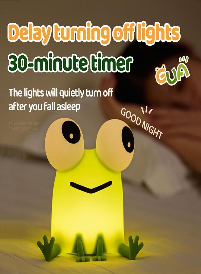 Spindoo Silicone Night Lamp for Kids & Adults | Cute Squeezable Wizard Night Light with 3 Brightness Levels & 30-Min Timer | USB Rechargeable Soft Silicone Breastfeeding & Bedroom (Frog) - Image 4