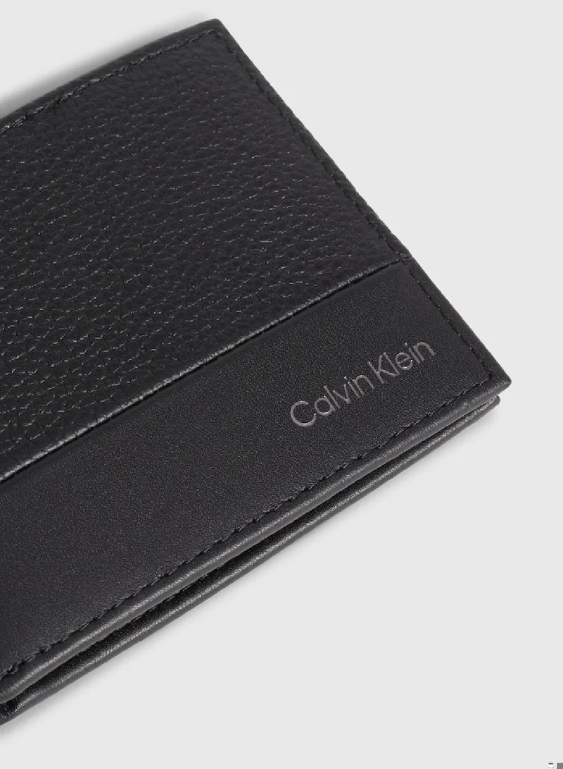 CALVIN KLEIN Men's Subtle Mix 6-Card Bifold Wallet - Leather, Black