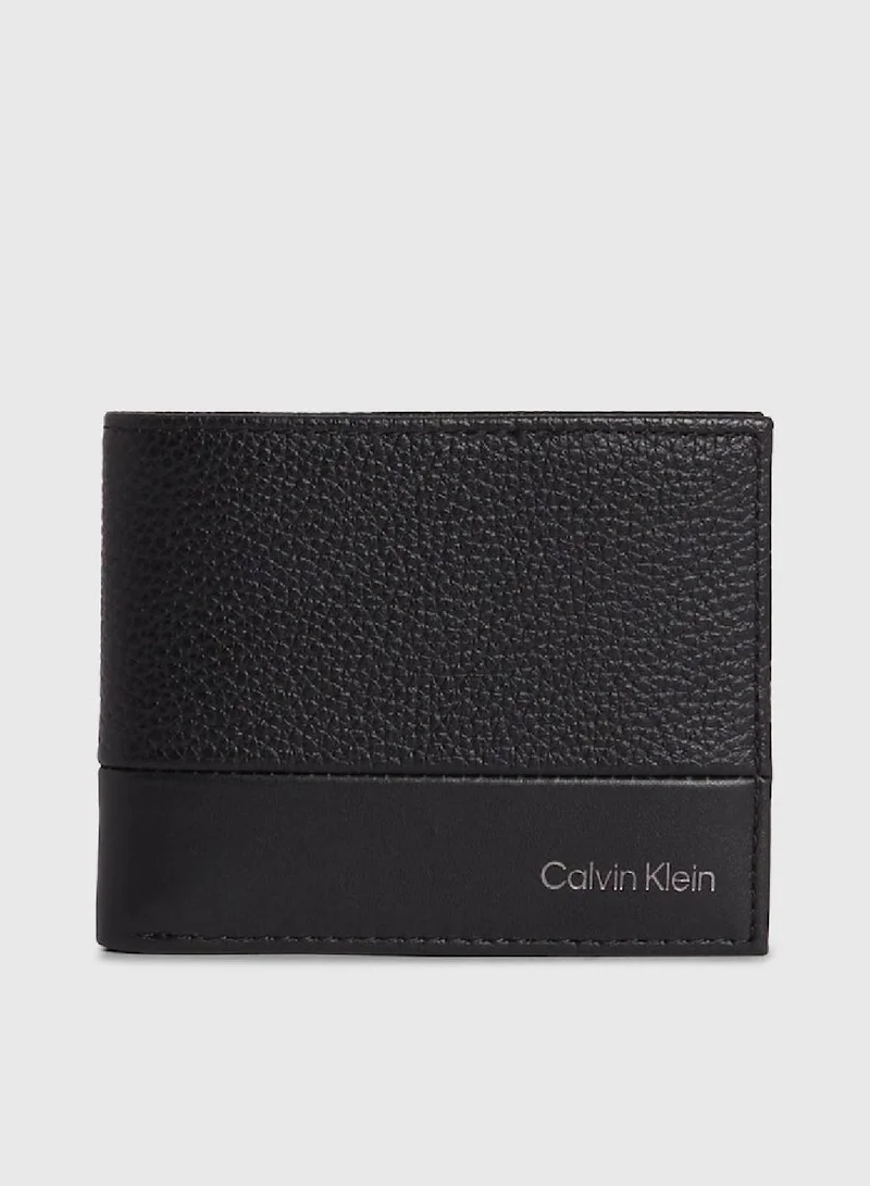 CALVIN KLEIN Men's Subtle Mix 6-Card Bifold Wallet - Leather, Black