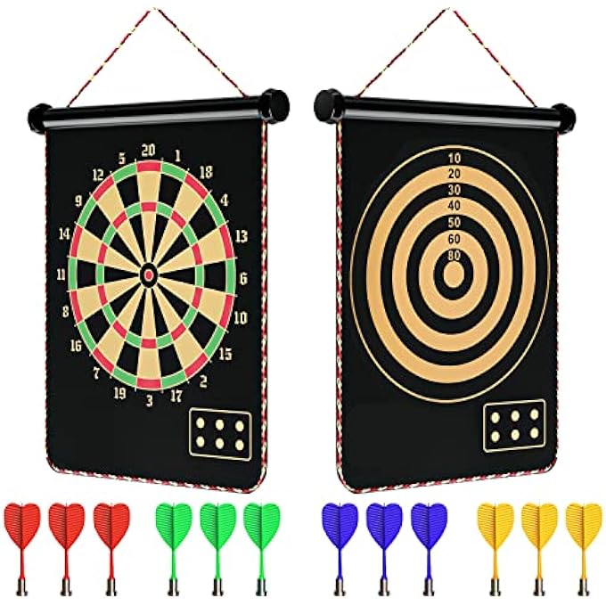 Mixi المغناطيسي Dart Board للأطفال في الهواء الطلق ألعاب أطفال على الوجهين مجموعة ألعاب السهام اللوحية للأولاد مع 10 سهام أفضل الألعاب هدايا للمراهقين الأولاد الفتيات العمر 5 6 7 8 9 10 11 12 13 14 15 16 سنة - Image 1