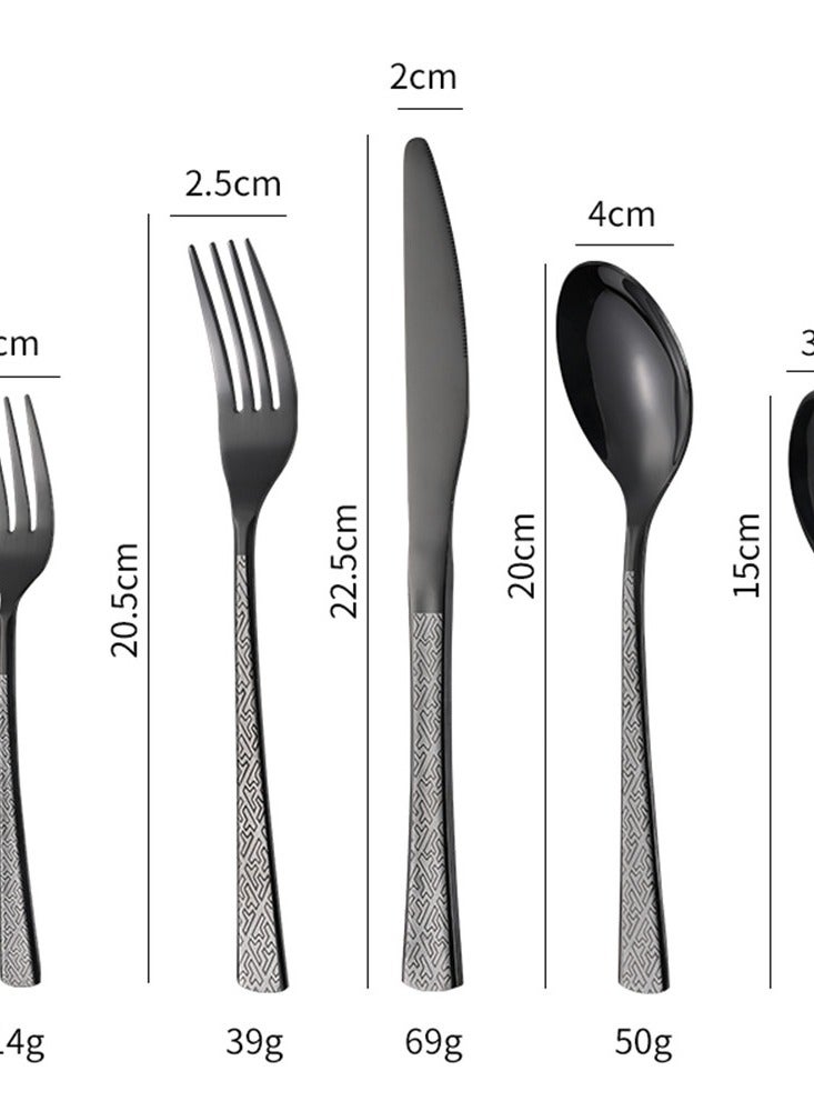 Sunhome 30 Piece Cutlery Set Black Stainless Steel Tableware Dishwasher Safe Mirror Polished Cutlery Set Perfect for Home Dining and Entertaining - Image 4