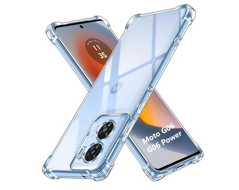 Lustree Back Cover Transparent Case Compatible with Motorola G06 Power| Slim Soft TPU Case, Anti-Scratch Cover with Four-Corner Protection Raised Camera Guard - Image 1