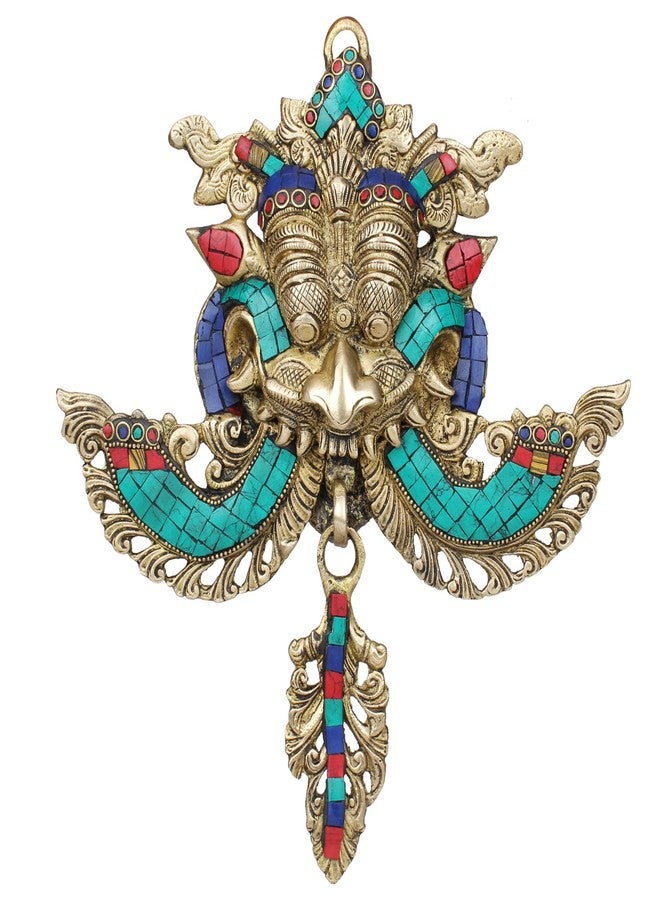 Kartique Brass Nazar Battu for Home Entrance Evil Eye Protector Door Knocker with Multicolor Stone Work, 11.5 Inch Height - Image 1