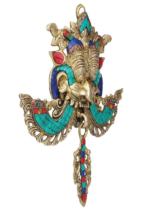 Kartique Brass Nazar Battu for Home Entrance Evil Eye Protector Door Knocker with Multicolor Stone Work, 11.5 Inch Height - Image 2