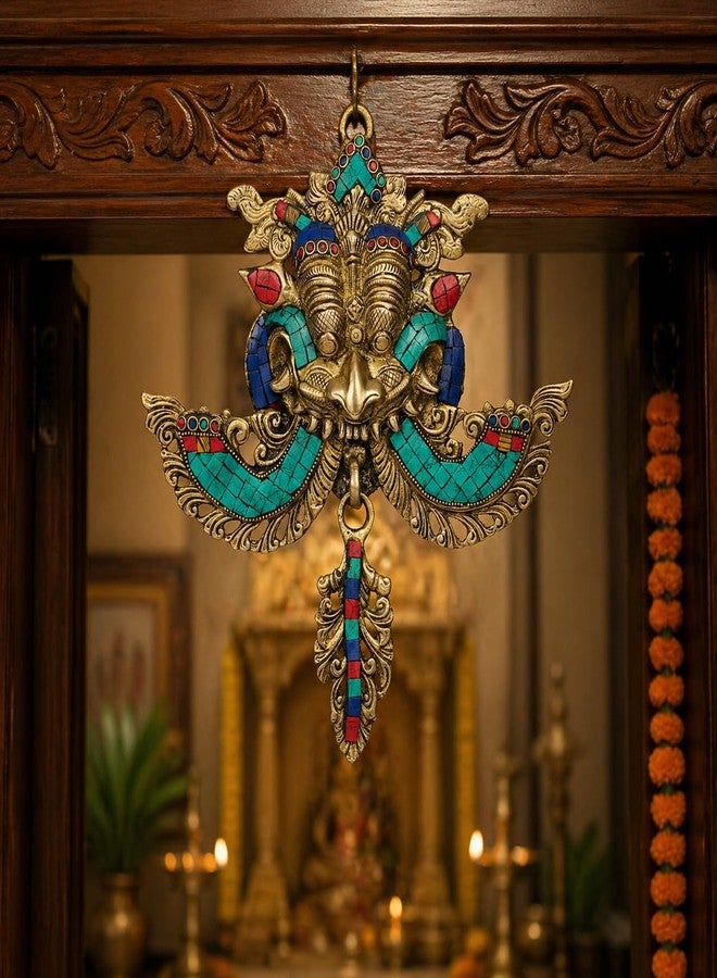 Kartique Brass Nazar Battu for Home Entrance Evil Eye Protector Door Knocker with Multicolor Stone Work, 11.5 Inch Height - Image 5