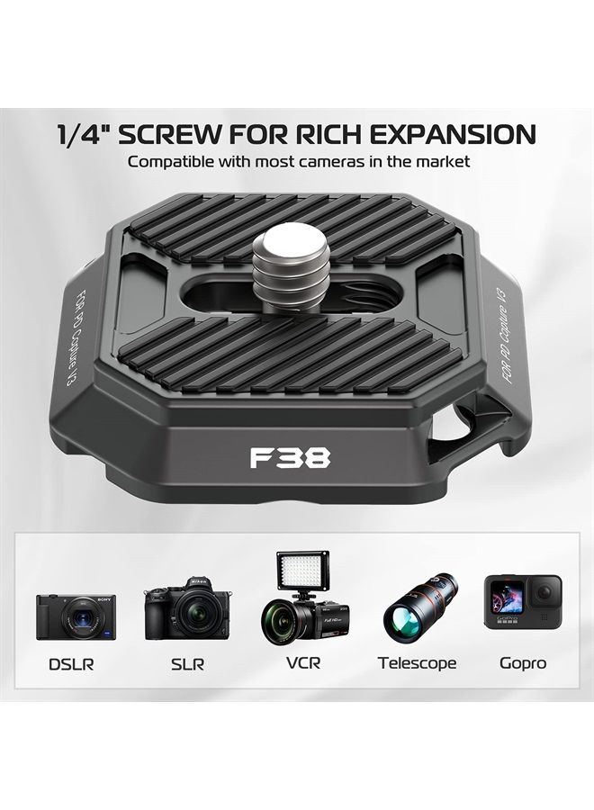 Ulanzi FALCAM F38 Camera Quick Release Plate Compatible with PD Capture Camera Clip V3, 38mm Standard Mounting Adapter w 1/4" Screw, Fits for Sony Canon Monopod DSLR Slider (Top Plate Only)