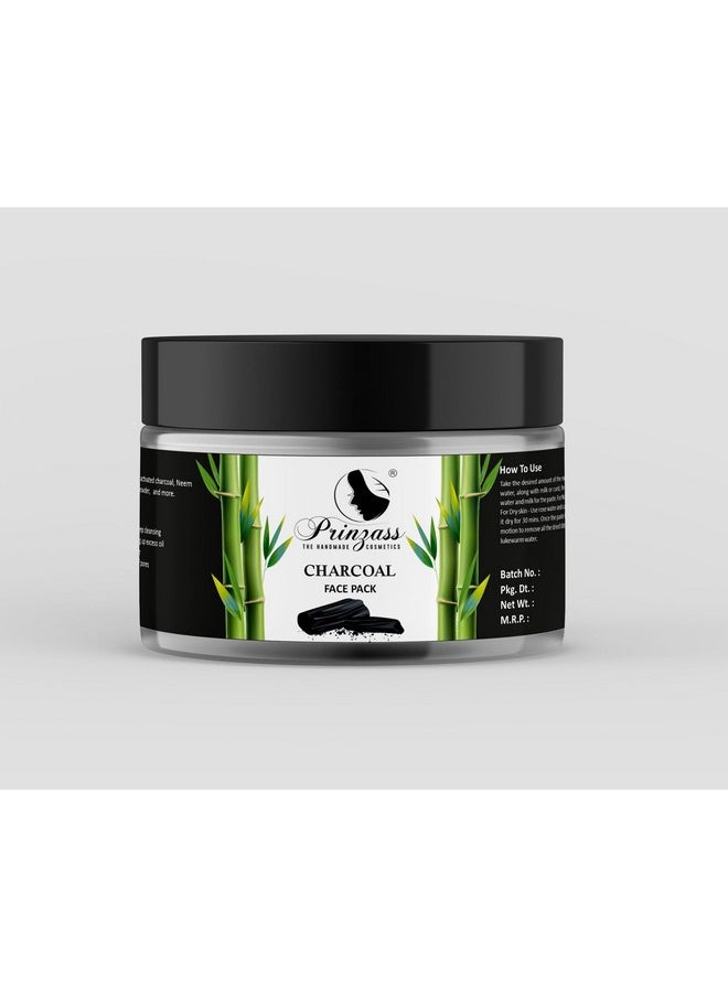 Prinzass The Handmade Cosmetics Prinzass Charcoal Face Pack Powder | Charcoal Face Pack with Activated Charcoal for Skin Detoxification Purifies & Brightens Skin | Removes Impurities | Anti - Pollution | 100g  - Image 1