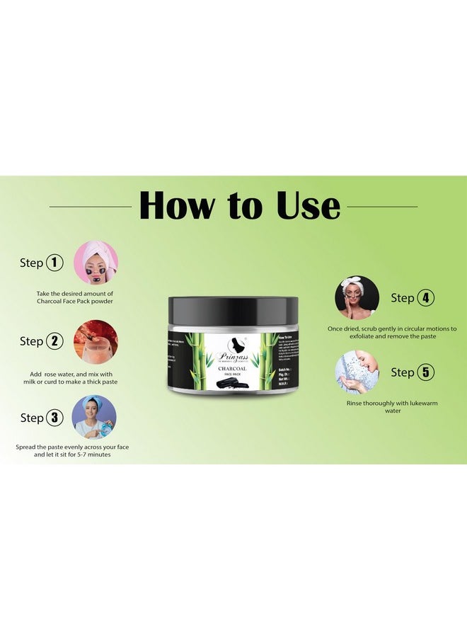 Prinzass The Handmade Cosmetics Prinzass Charcoal Face Pack Powder | Charcoal Face Pack with Activated Charcoal for Skin Detoxification Purifies & Brightens Skin | Removes Impurities | Anti - Pollution | 100g  - Image 4
