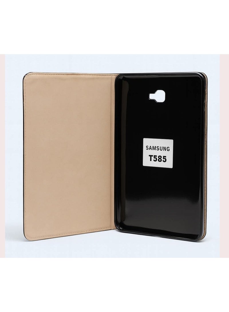 Elegant Leather Case with Full Protection and Foldable Stand for Samsung T585 – Black - Image 2