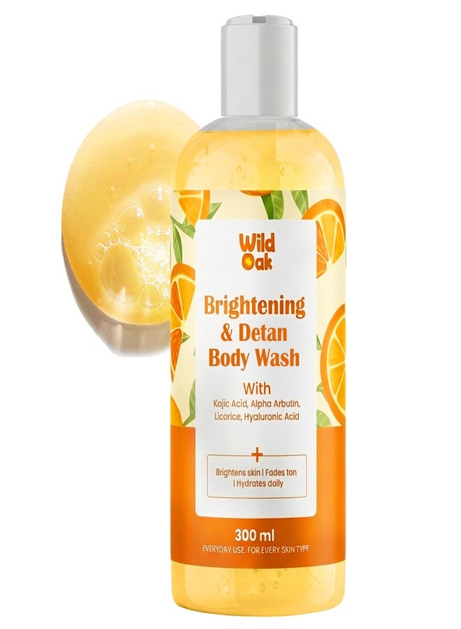 WILD OAK WildOak Brightening & DeTan Body Wash with Exfoliating Beads | Kojic Acid, Alpha Arbutin, Niacinamide & Hyaluronic Acid & Ceramides | Shower Gel for Tan Removal, Dark Spots & Pigmentation | 300ml - Image 1