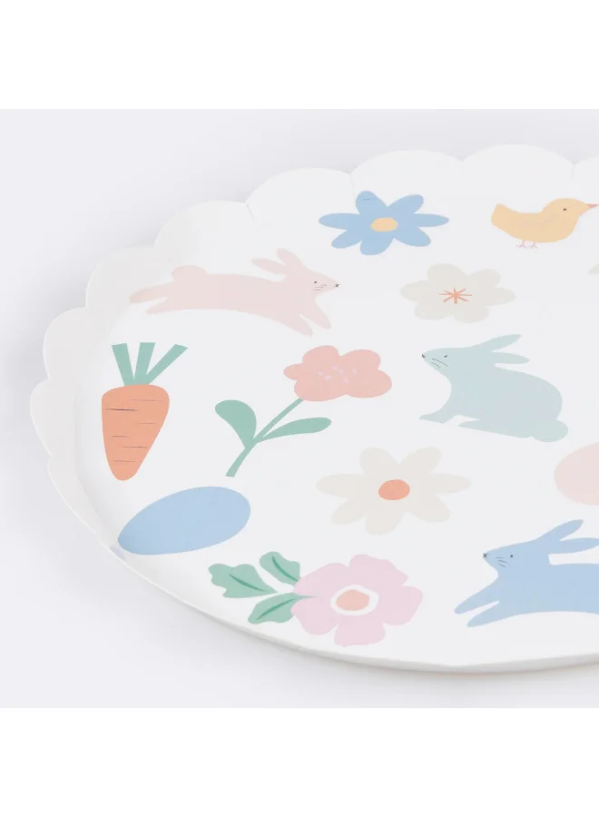 Meri Meri  Easter Icons Side Plates - Pack of 8, 450gsm Paper Plates with Bunnies, Chicks, Carrots and Flowers in Soft Spring Colors, Stylish Party Tableware for Easter Celebrations & Gatherings  | Best Price UAE