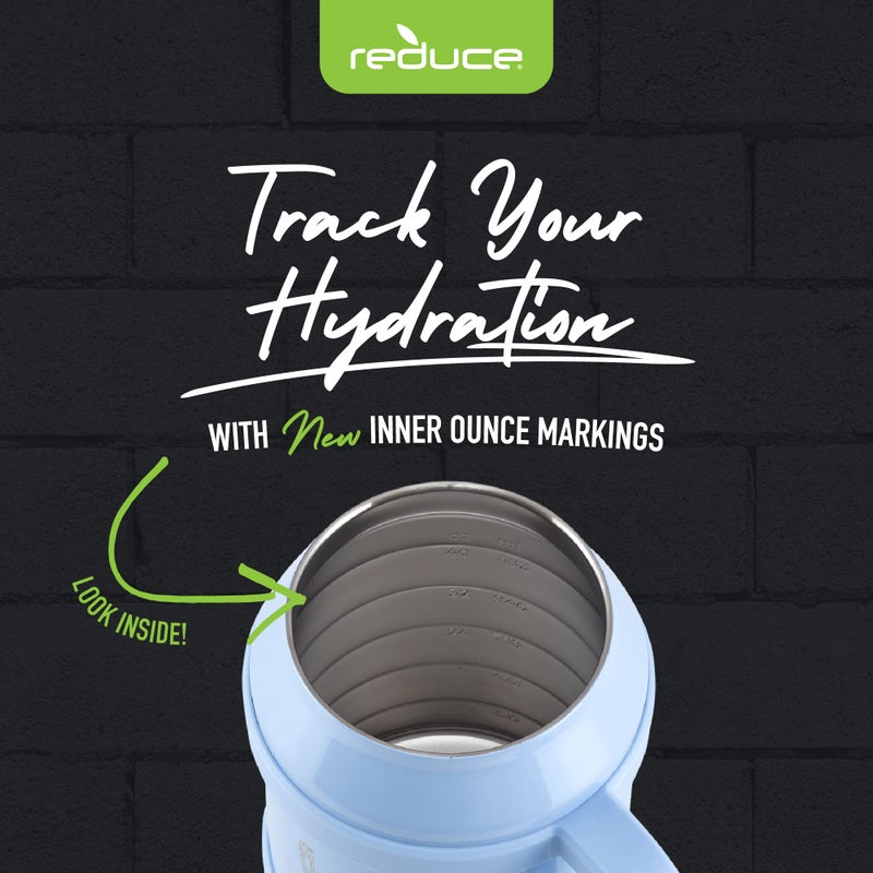 REDUCE Cold1 50 oz Reusable Mug Tumbler with Handle - Insulated Stainless Steel Water Bottle for Home  Office and Gym; Straw or Leakproof Flip Lid  Keeps Drinks Ice Cold All Day - Gloss Glacier - Image 4