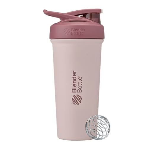 BlenderBottle Sport Sleek Shaker Cup Insulated Stainless Steel Water Bottle with Wire Whisk 25Ounce RedTan Sahara Sunset - Image 1