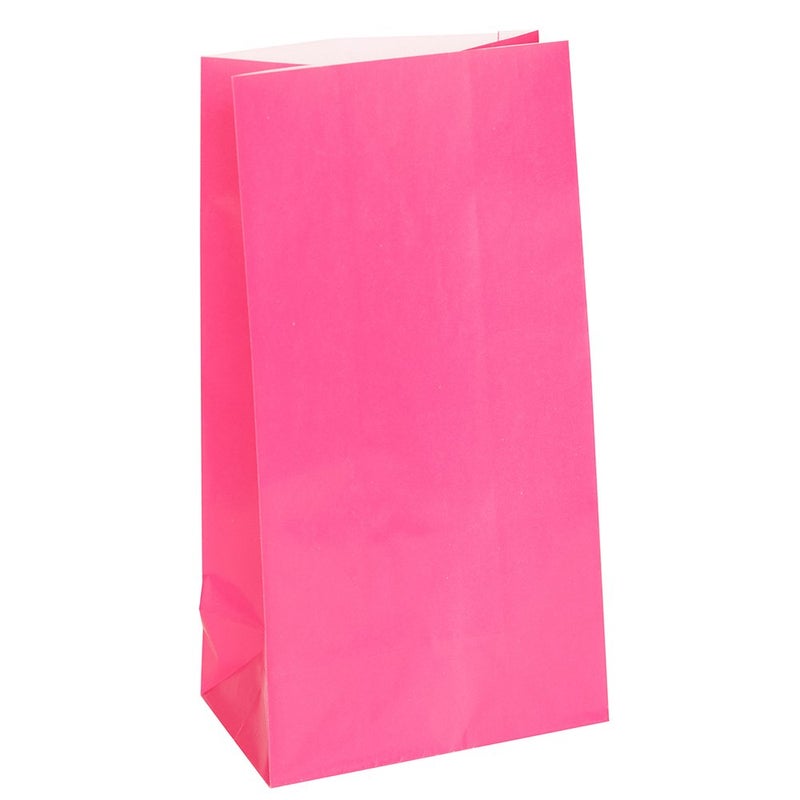 Vibrant Hot Pink Paper Party Bags Pack of 12  Premium Quality Perfect for Celebrations  Gifts