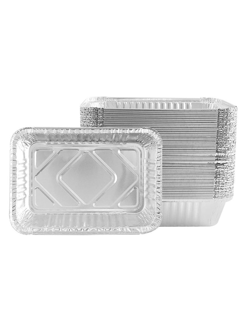 50 Pack Aluminum Foil Pans Container Premium Quality Cooking, Baking, Roasting, & Broiling, Excellent for Takeouts, Meal Prepping - Image 1