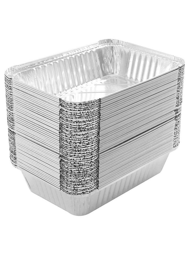 50 Pack Aluminum Foil Pans Container Premium Quality Cooking, Baking, Roasting, & Broiling, Excellent for Takeouts, Meal Prepping - Image 2