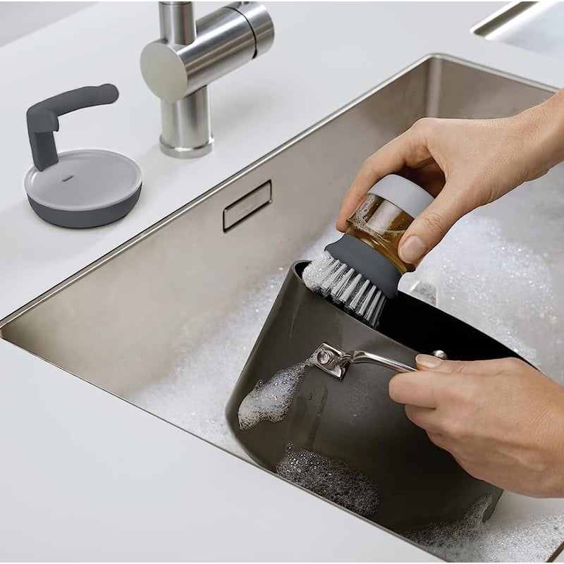 Avenn Avenn Multipurpose Plastic Cleaning Brush with Soap Dispenser Storage Stand Perfect for Kitchen Sink Dishwasher Pots Pans Palm Scrub Soap Dispensing WashingUp Brush Multicolor 1 - Image 3