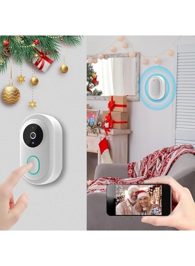 2024 Smart Doorbell with 75° Viewing Angle Smart Wireless Remote Video Doorbell Intelligent Visual Doorbell Two Way Audio Home HD Night Vision WiFi Door Doorbell (White) - Image 5