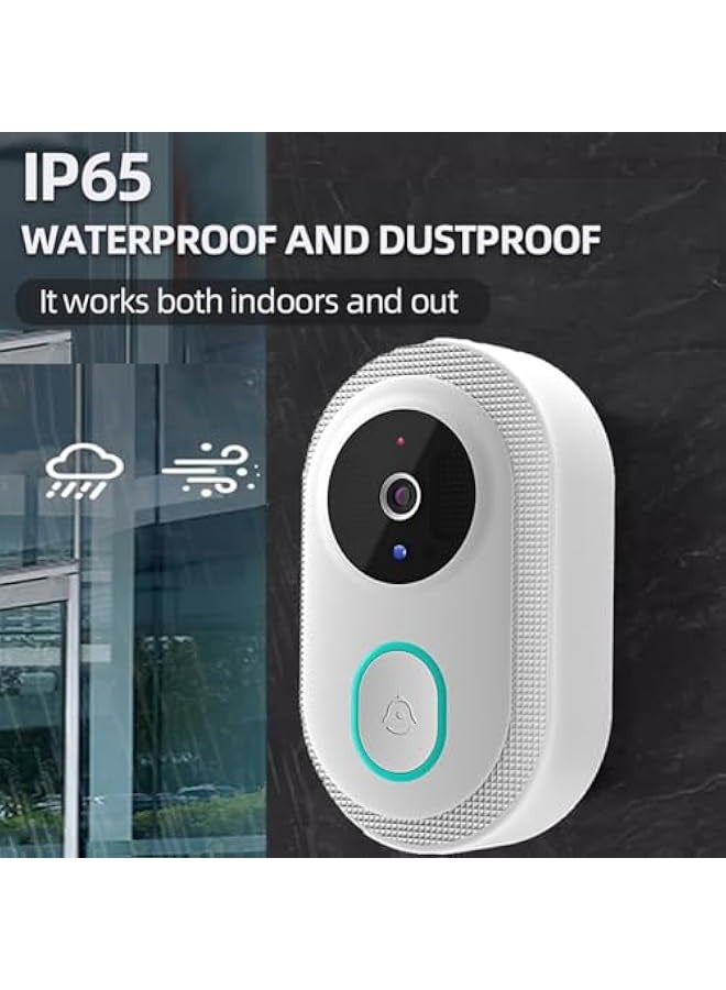2024 Smart Doorbell with 75° Viewing Angle Smart Wireless Remote Video Doorbell Intelligent Visual Doorbell Two Way Audio Home HD Night Vision WiFi Door Doorbell (White) - Image 4