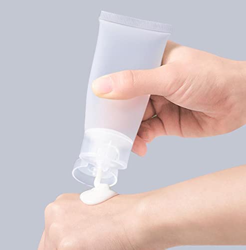 QUUPY 24Pcs 100ml/3.4oz Empty Refillable Plastic Squeeze Cosmetic Soft Tube Vial Bottles with Flip Cover Makeup Travel Sample Packing Storage Toiletries Container for Facial Cleaner Body Lotion - Image 2
