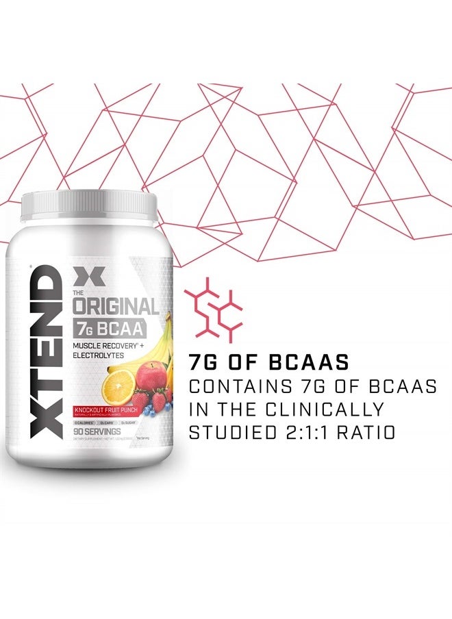 XTEND XTEND Original BCAA Powder Knockout Fruit Punch | Sugar Free Post Workout Muscle Recovery Drink with Amino Acids | 7g BCAAs for Men & Women | 90 Servings 